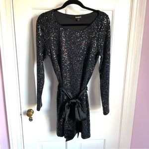 Express Sparkly Sequined Little Black Dress